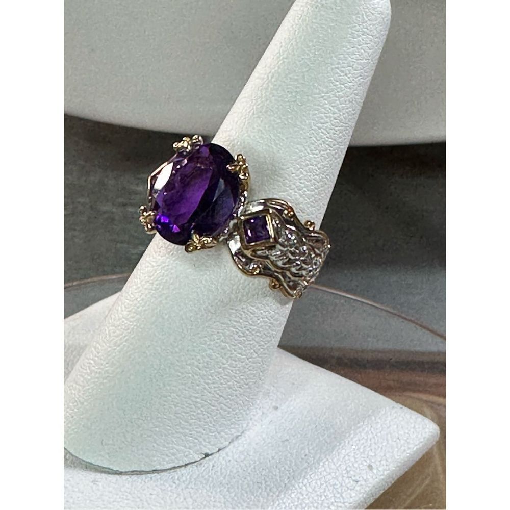 Twotone Sterling Silver Palladium Amethyst Ring